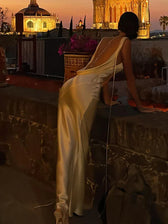 Sunny Evening Spaghetti Strap Backless Satin Maxi Dress 6