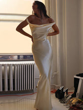 Sunny Evening Spaghetti Strap Backless Satin Maxi Dress 3