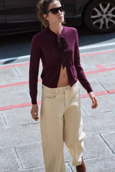 French Design Bow Wool Blended Cardigan