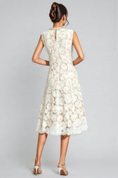 Carlota White Lace Embellished Midi Dress - View 6