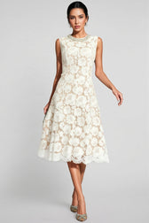 Carlota White Lace Embellished Midi Dress - View 2