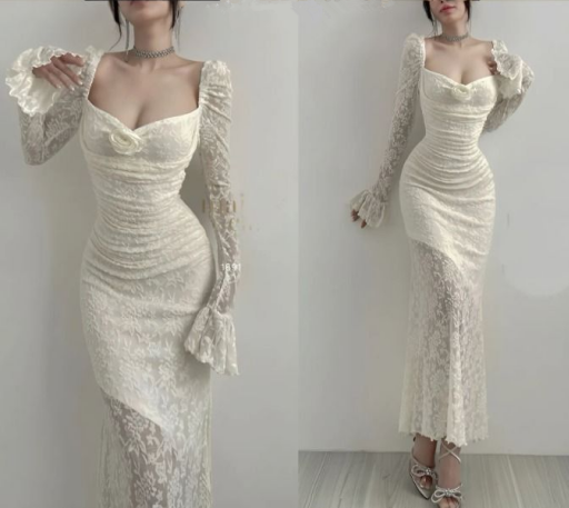 Charming Lace Mermaid Evening Dress Sexy Prom Dress cc2006