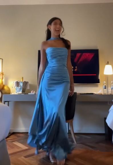 Chic Blue Long Prom Dress,Blue Evening Dress cc1371