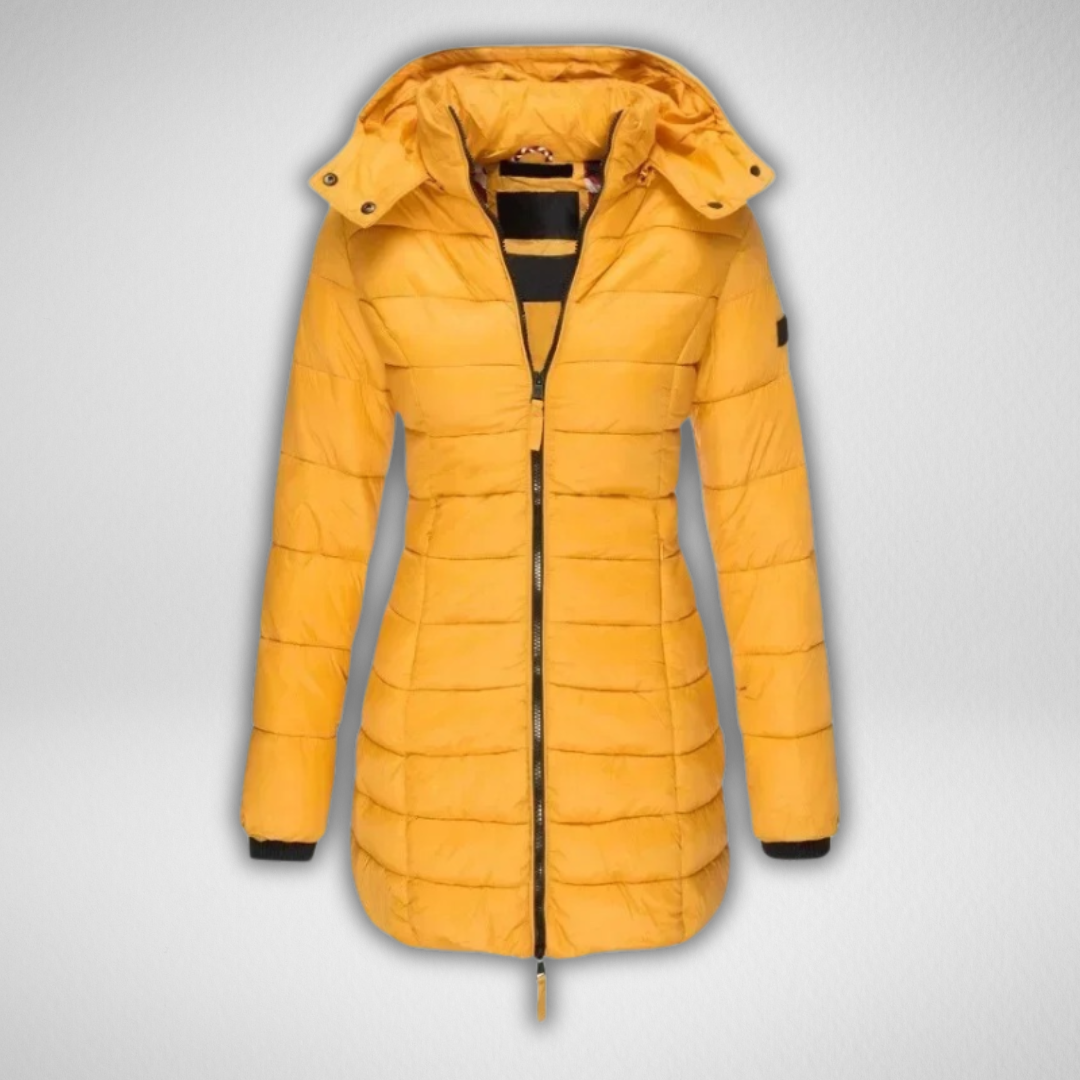 Hooded Zip Front Longline Puffer Coat