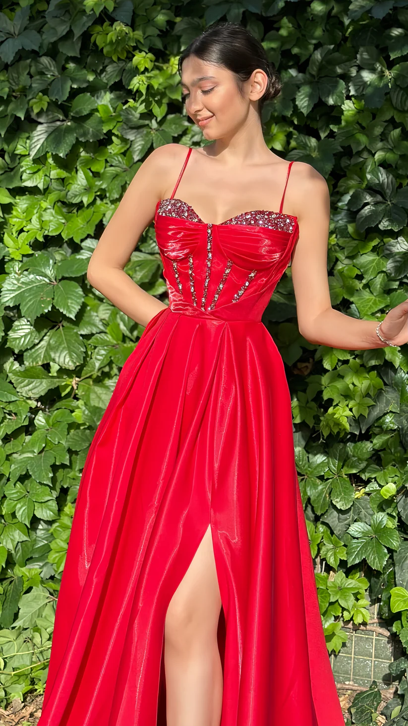 Beautiful Red A-Line Party Dress, Beaded Long Prom Dress Evening Dress cc1827