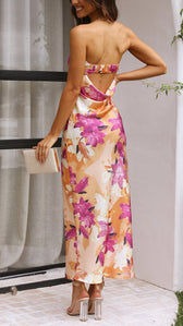 Floral Print Strapless Bodycon Maxi Dress 4