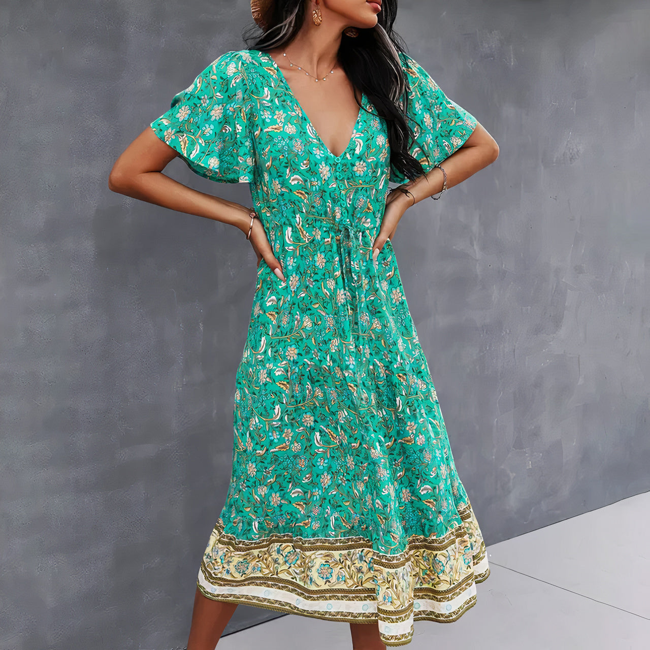Ione Timeless Women's Dress with Floral Pattern Designer Edit