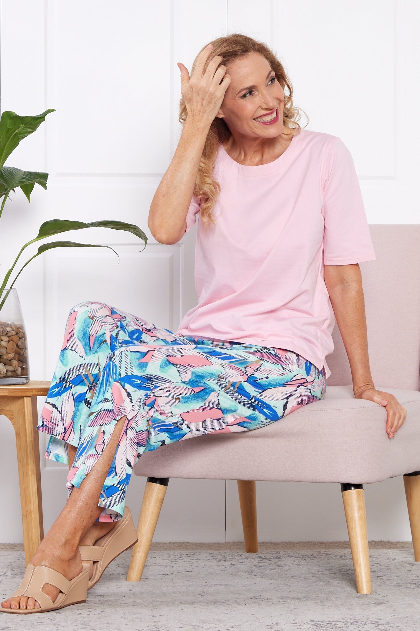 Bek Relaxed Jersey 7/8 Pants - Dawn Botanical