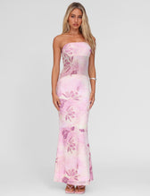 Floral Mesh Strapless Mermaid Maxi Dress 2