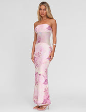 Floral Mesh Strapless Mermaid Maxi Dress 3