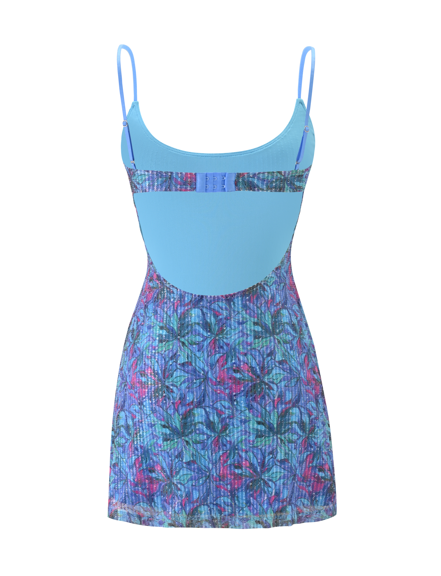 ZEINA MINI DRESS - BLUE FLORAL SEQUIN
