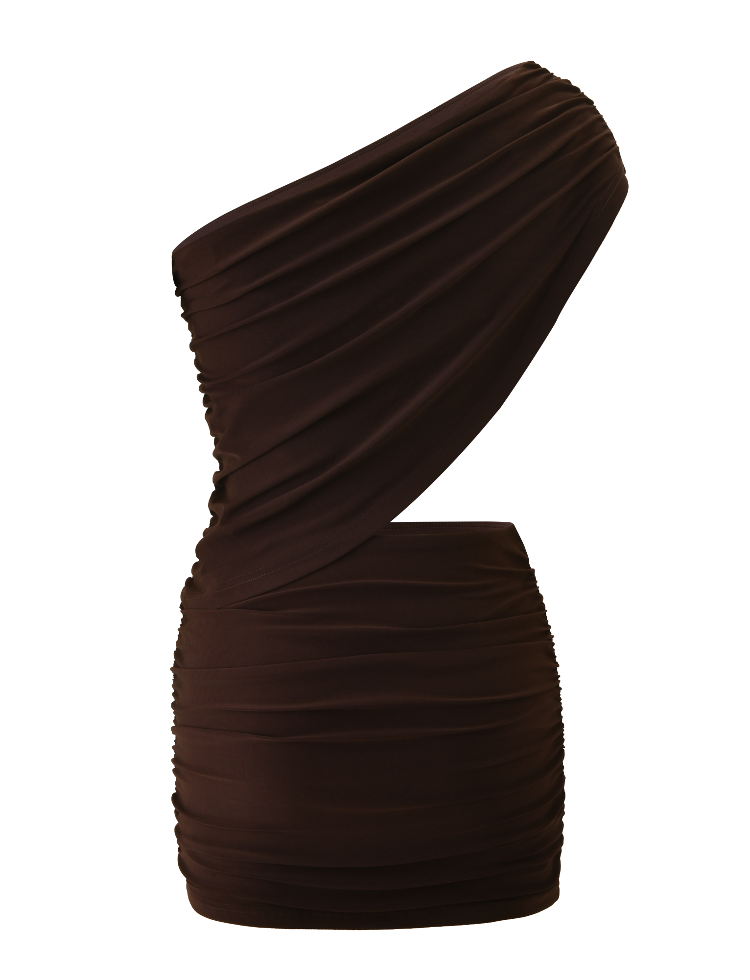 RYLAND DRAPED MINI DRESS - CHOCOLATE