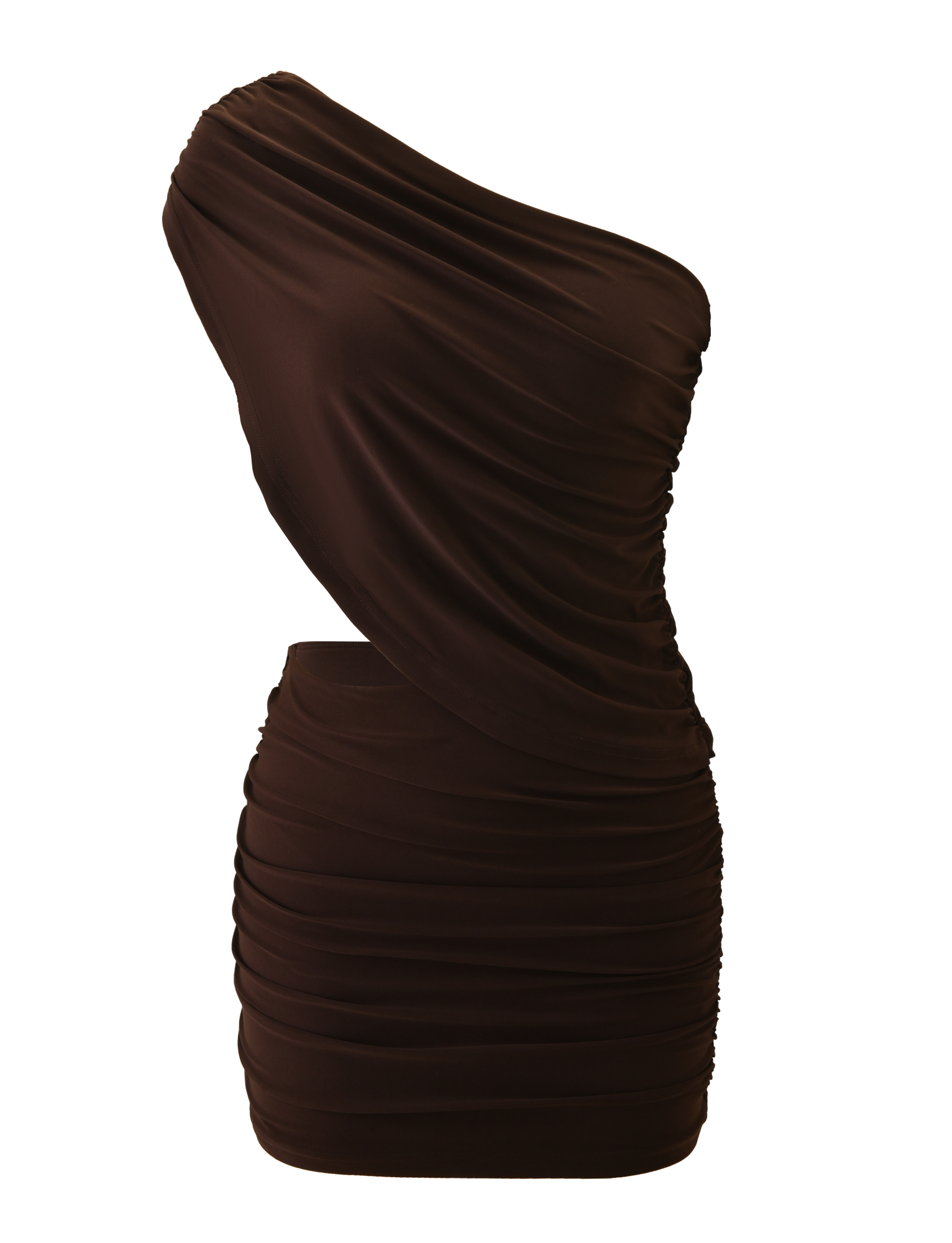 RYLAND DRAPED MINI DRESS - CHOCOLATE