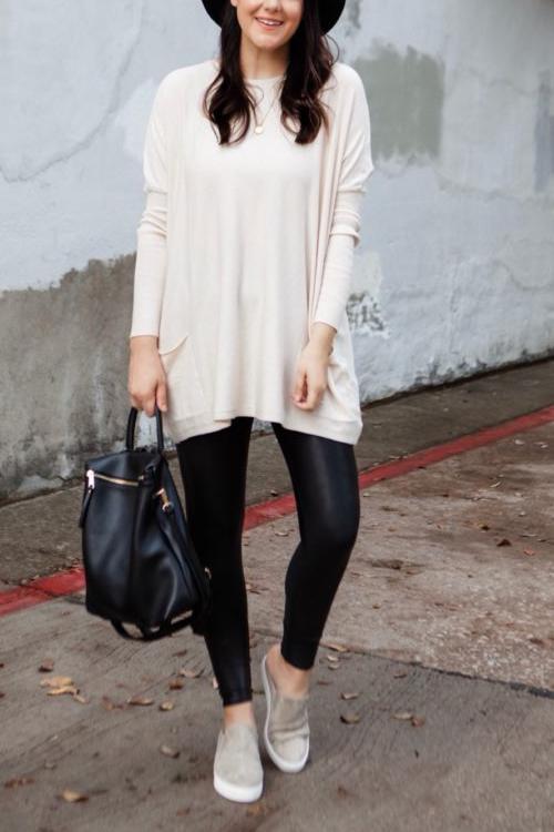 Pockets Long Sleeve Loose T Shirt