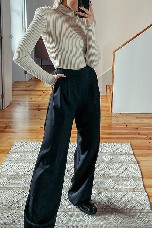 Pockets Wide Leg Pants