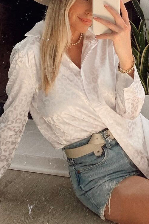 Button Leopard Long Sleeve Shirt