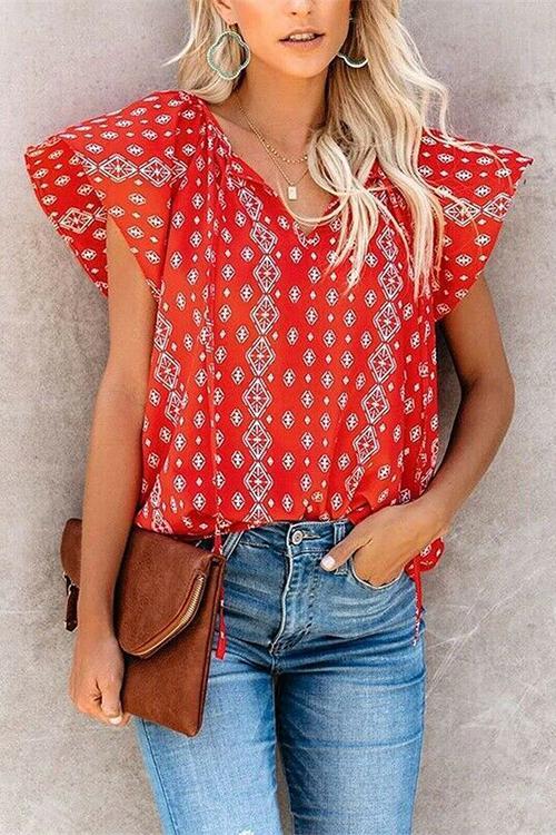 V Neck Loose Blouse