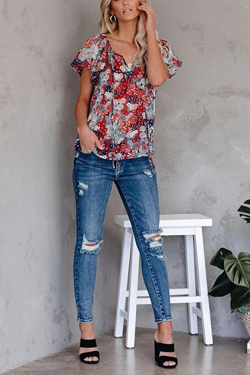 V Neck Loose Blouse