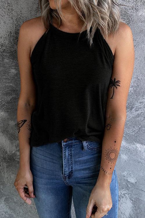 Solid Sleeveless T Shirt