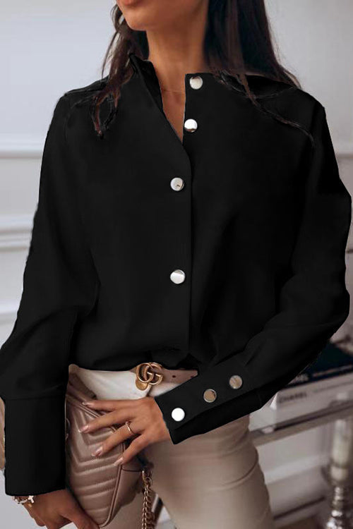 Shirt Collar Long Sleeve Blouse