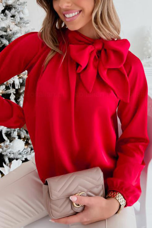Tie Neck Long Sleeve Blouse