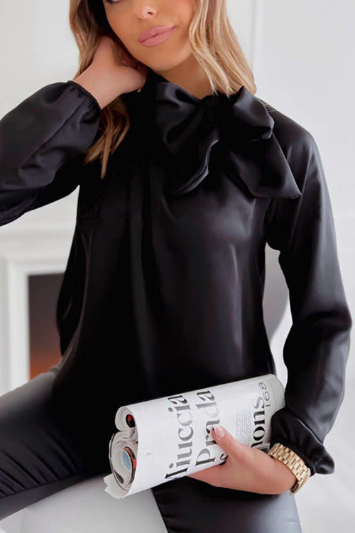 Tie Neck Long Sleeve Blouse