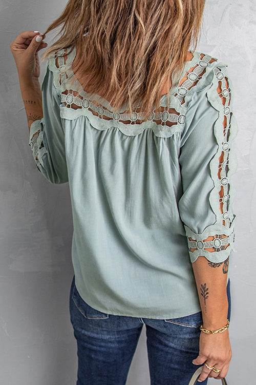 Crochet Trim Hollow Blouse