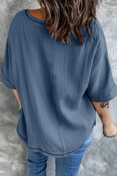 Pockets V Neck Blouse