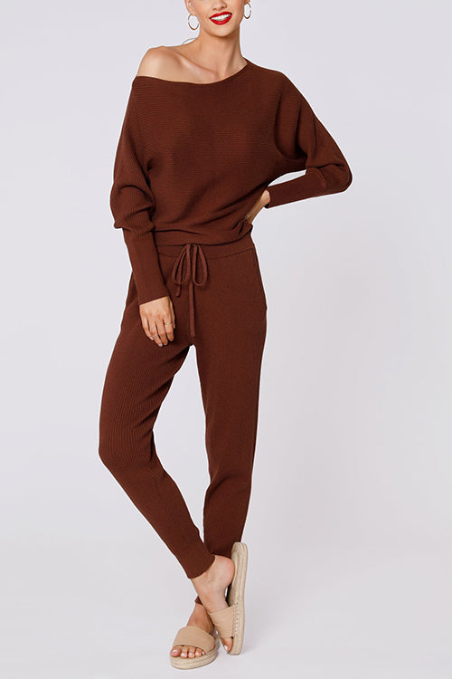 Boat Neck Long Sleeve Pants Sets