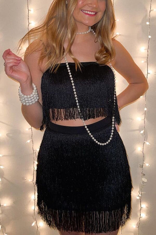 Layer Tassels Skirts Set