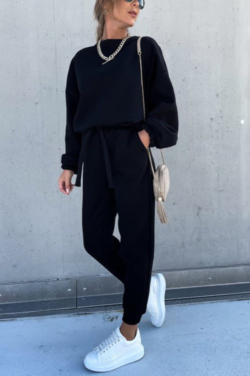 Solid Loose Hoodie Jogger Sets