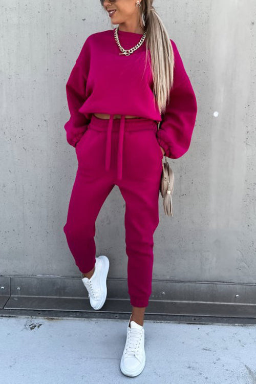 Solid Loose Hoodie Jogger Sets