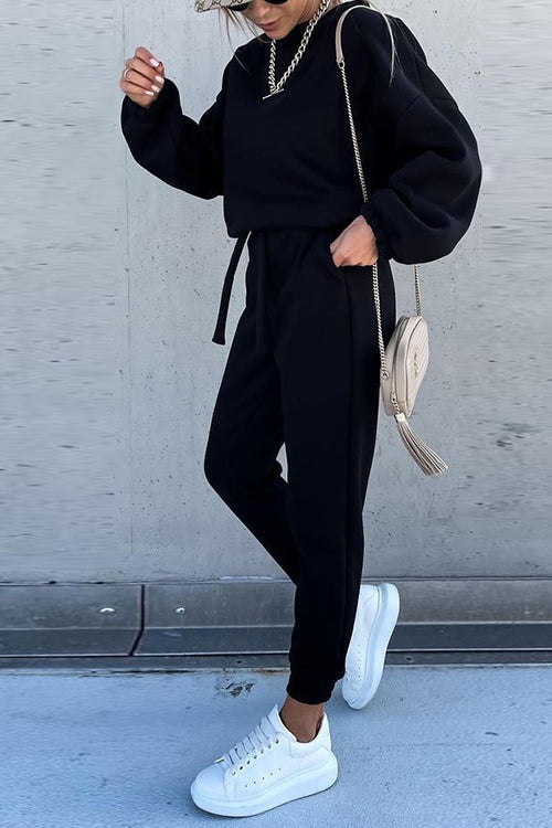 Solid Loose Hoodie Jogger Sets
