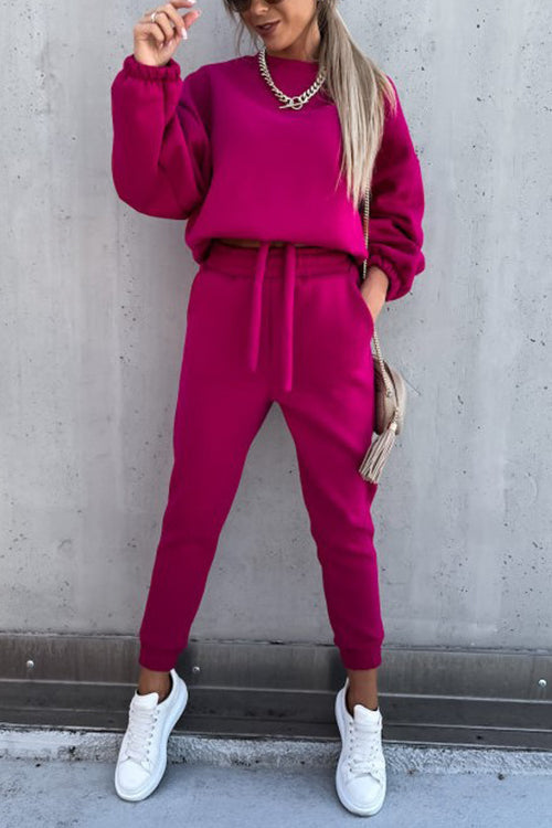 Solid Loose Hoodie Jogger Sets