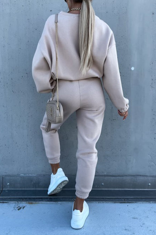 Solid Loose Hoodie Jogger Sets