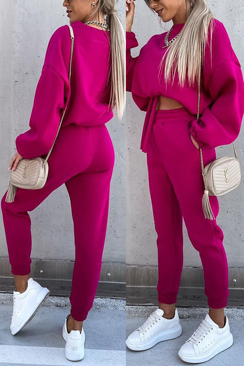 Solid Loose Hoodie Jogger Sets