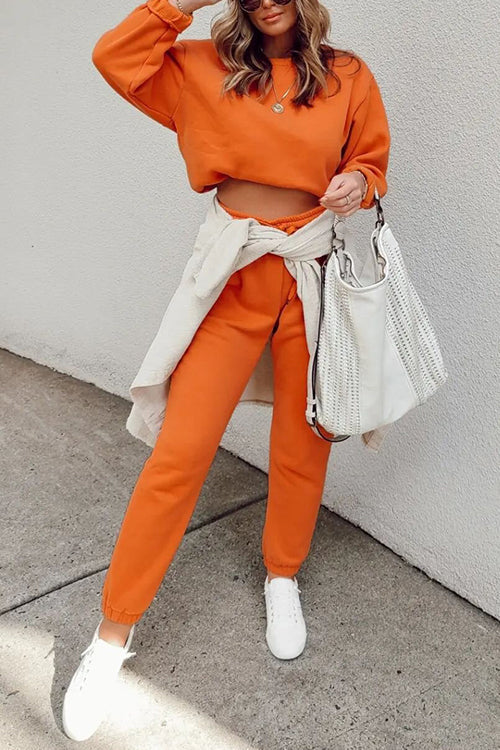 Solid Loose Hoodie Jogger Sets