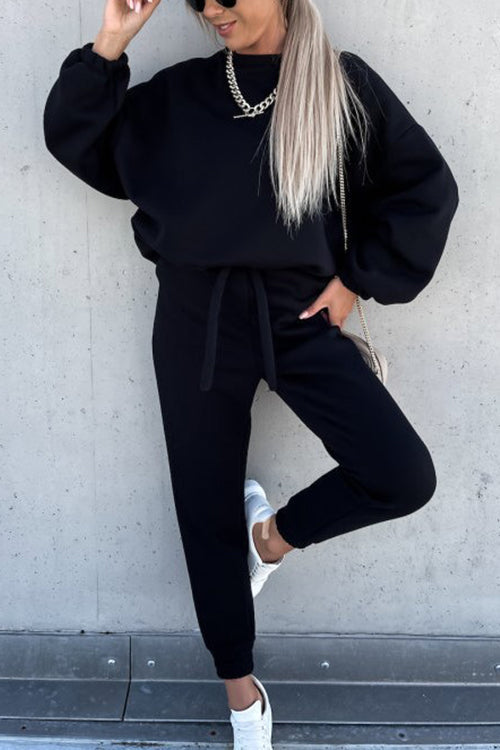 Solid Loose Hoodie Jogger Sets