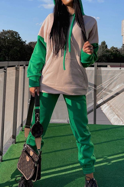 Color Block Hoodie & Sweatpants Set
