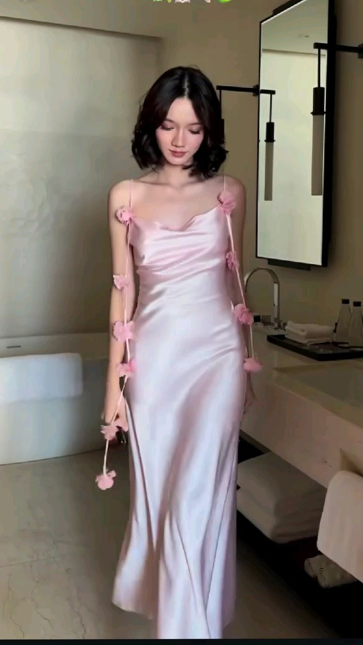 Sweet Pink Spaghetti Straps Satin Flowers Mermaid  Long Prom Dresses Evening Dress D891