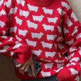 Printed Round Neck Long Sleeve Sweater