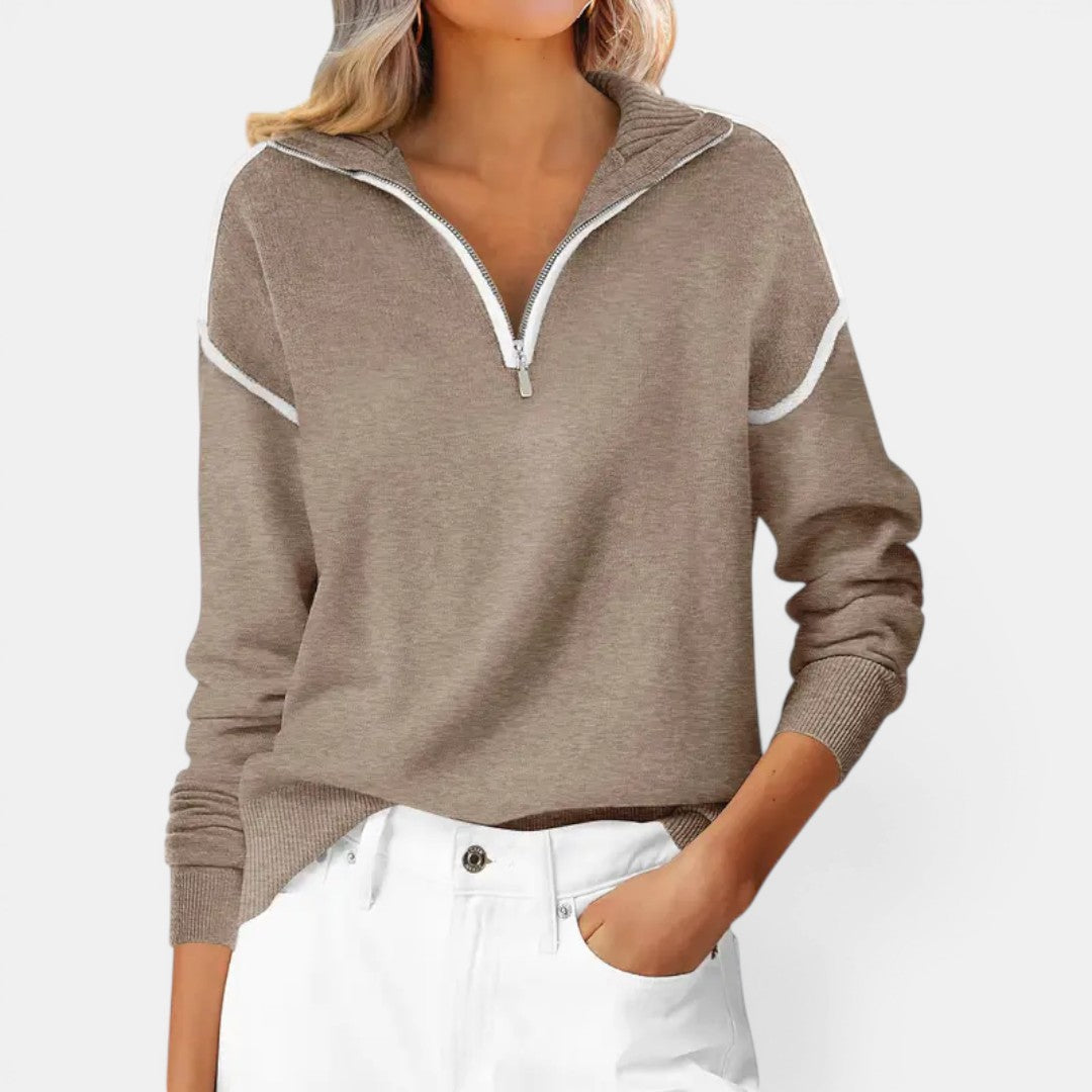 Quarter Zip Collared Long Sleeve Sweater