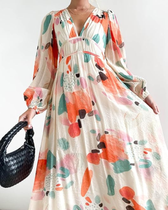 Floral Chiffon Deep V-Neck Long Sleeve Cut Out Maxi Dress 12