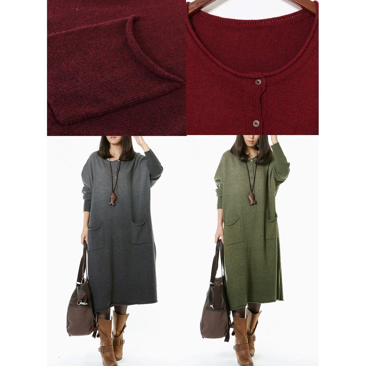 Tea green long woman sweaters knit maxi dress