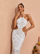 Thea Halterneck Cutout Lace Maxi Dress 4