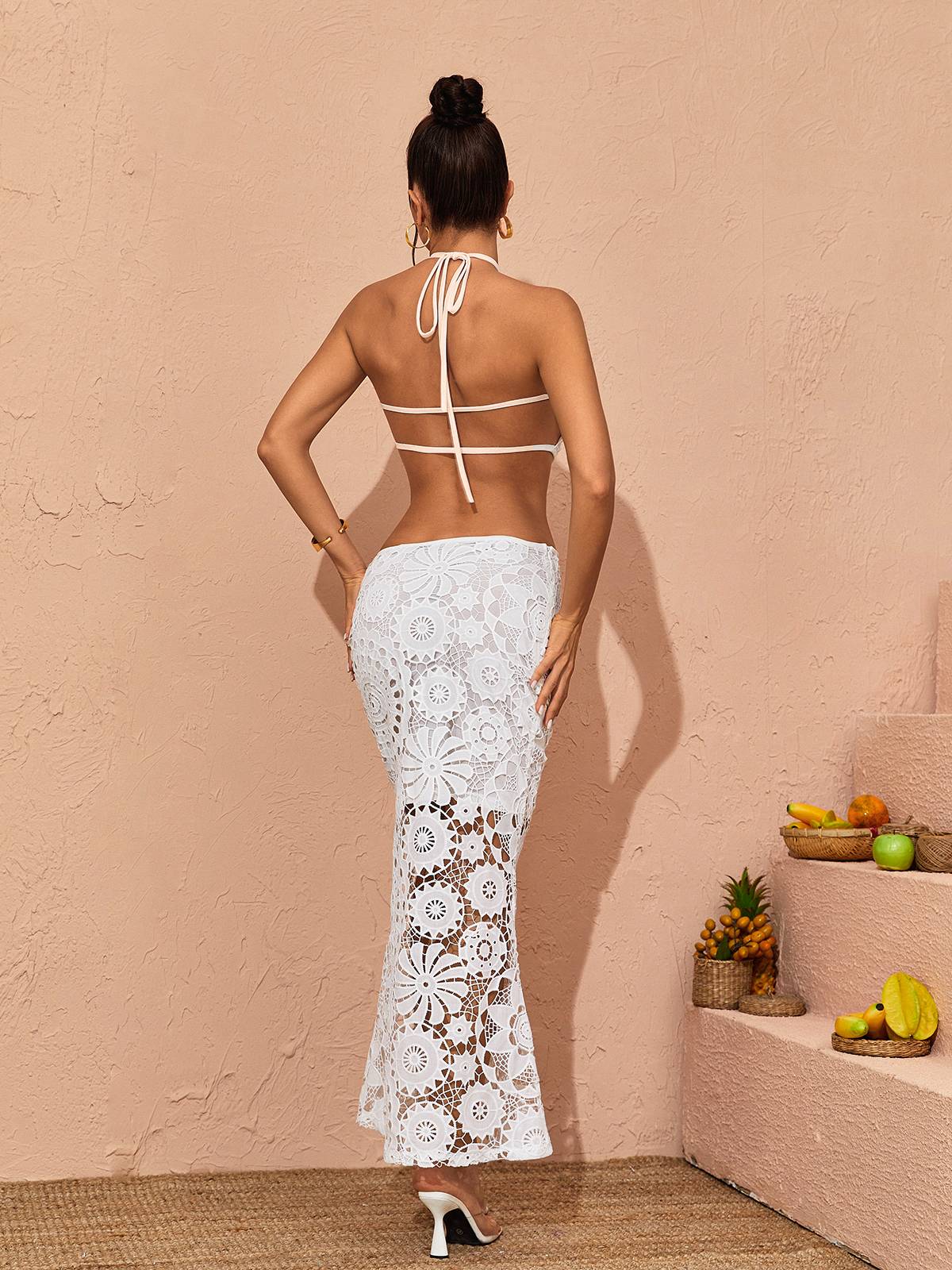 Thea Halterneck Cutout Lace Maxi Dress 5
