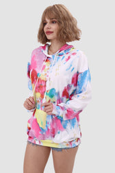 With Tie Hoodie Dye Drawstring Multicolor / L