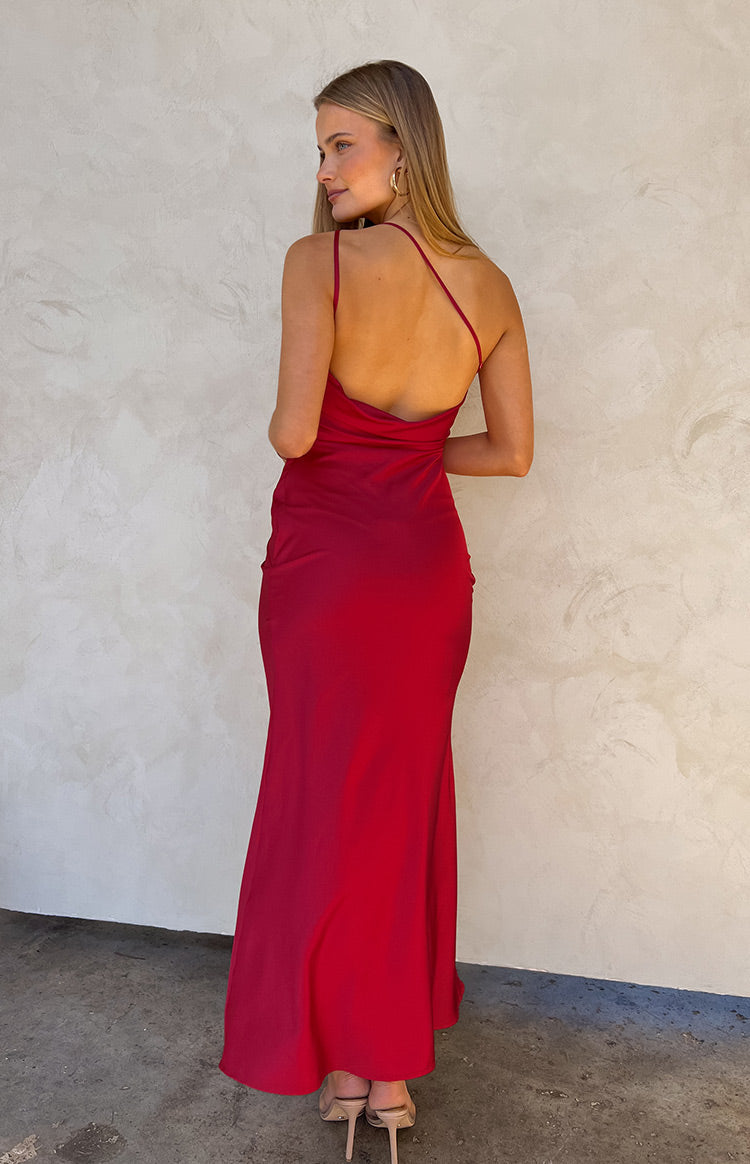 Satin One Shoulder Ruched Bodice Formal Maxi Dress 8