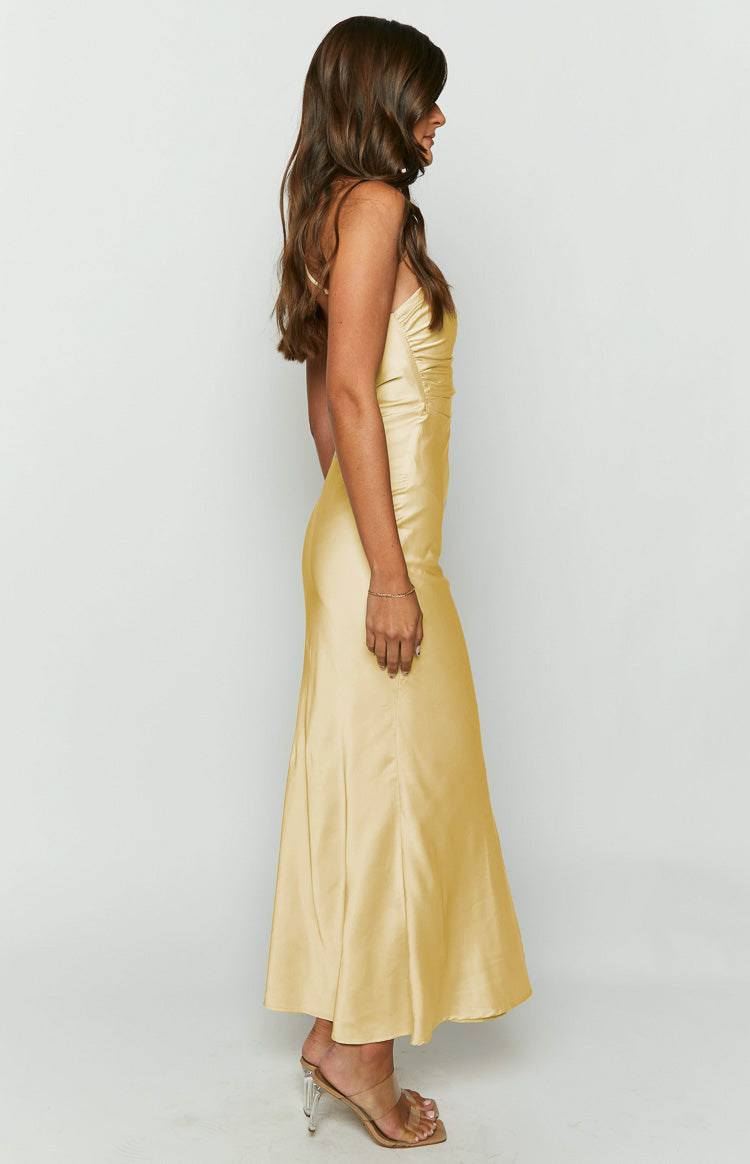 Satin Asymmetric One Shoulder Double Strap Ruched Formal Maxi Dress 4