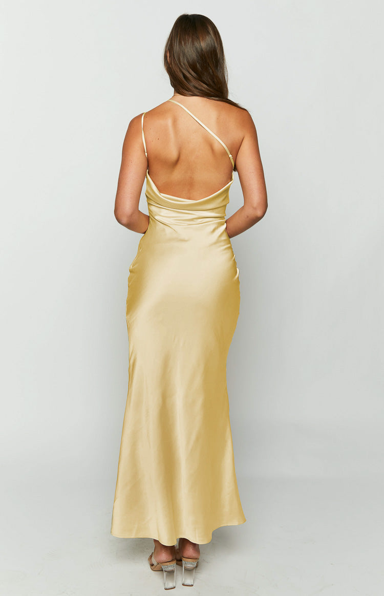 Satin Asymmetric One Shoulder Double Strap Ruched Formal Maxi Dress 5